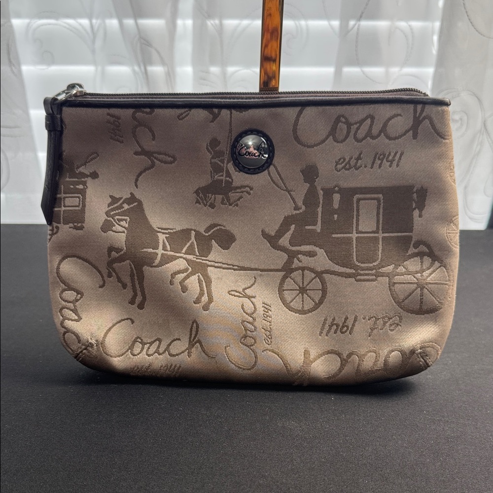Coach Brown Signature Carriage Travel Pouch